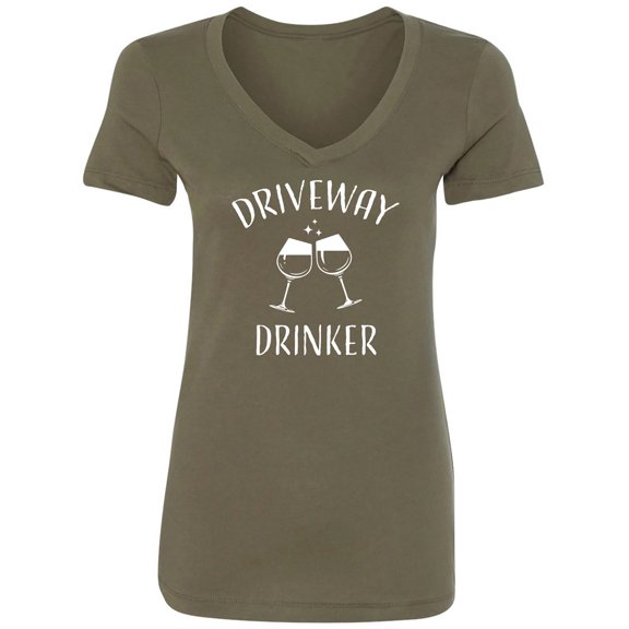 Driveway Drinker-Wine Womens V-Neck T-Shirt