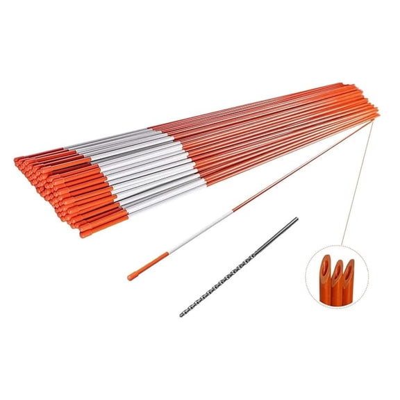 Driveway Markers 100 Pack - 5/16 Inch Snow Stakes, Snow Plow Markers, Reflective Rods with 12" Drill Bit; Ideal for Winter Visibility & Property Boundaries