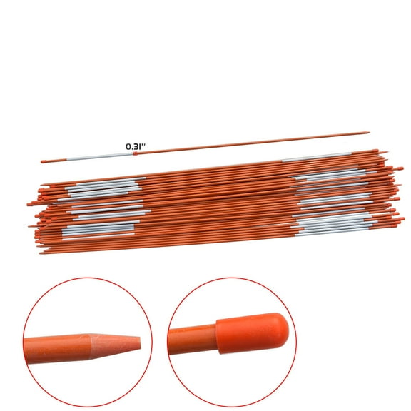 Driveway Markers Snow Stakes 48 Inches Long 5/16-Inch Dia Orange Reflective Markers Pack of 50