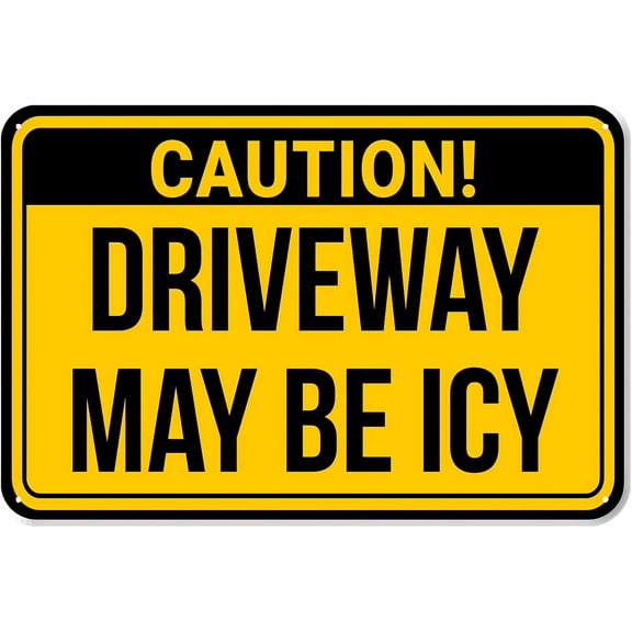 Driveway May Be Icy Caution Sign - 8"x12" Premium PVC OSHA Regulation Sign for Workplace Warehouse Jobsite, Weather Proof Fade Resistant (Made In USA - PVC0341)