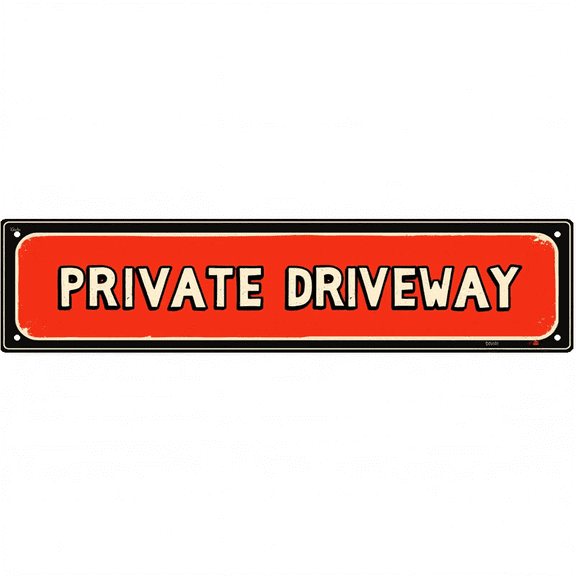 Driveway Sign 16*4 inches "PRIVATE DRIVEWAY" Red Metal Decor tin signs