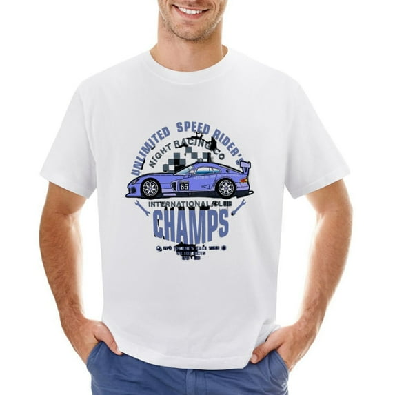 Driving Car Racing Vintage T-shirt Mens Cotton Classic Crewneck Short Sleeve Tees Unisex White XS