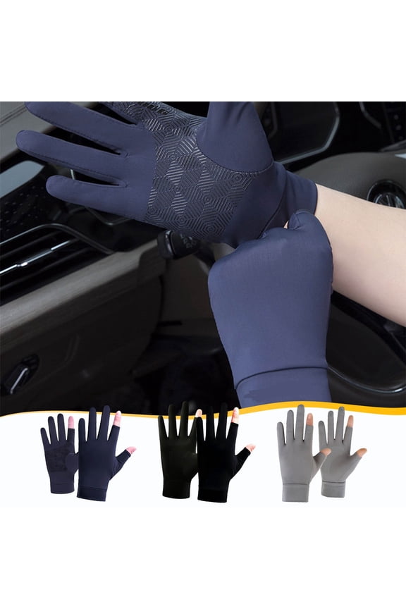Driving Gloves for Men,1 Pair Summer Ice Silk Gloves,Sun Protection Anti-Slip Two Finger Cut Fishing Gloves,Sailing Gloves Kayak Gloves Paddling Gloves Rowing Gloves,Father's Day Gifts for Husband