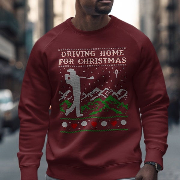 Driving Home For Christmas Sweatshirt, Christmas Golf Themed Sweatshirt