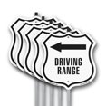 thumbnail image 1 of Driving Range Golf Course Left (5 Pack) 12 inch X 12 inch Shield Shaped Rust-Free Aluminum Metal Signs with Aluminum Mounting Stakes Weather Resistant Made in the USA, 1 of 8