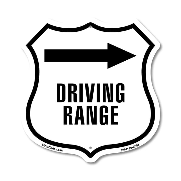 Driving Range Golf Course Right (2 Pack) 12 inch X 12 inch Shield-Shaped Rust-Free Aluminum Metal Signs Weather Resistant Made in the USA