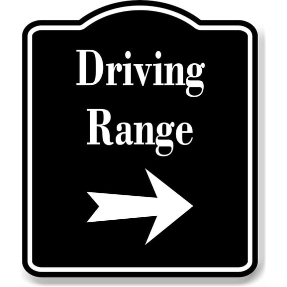 Driving Range Golf Course Right Arrow BLACK Aluminum Composite Sign, 15"x18"