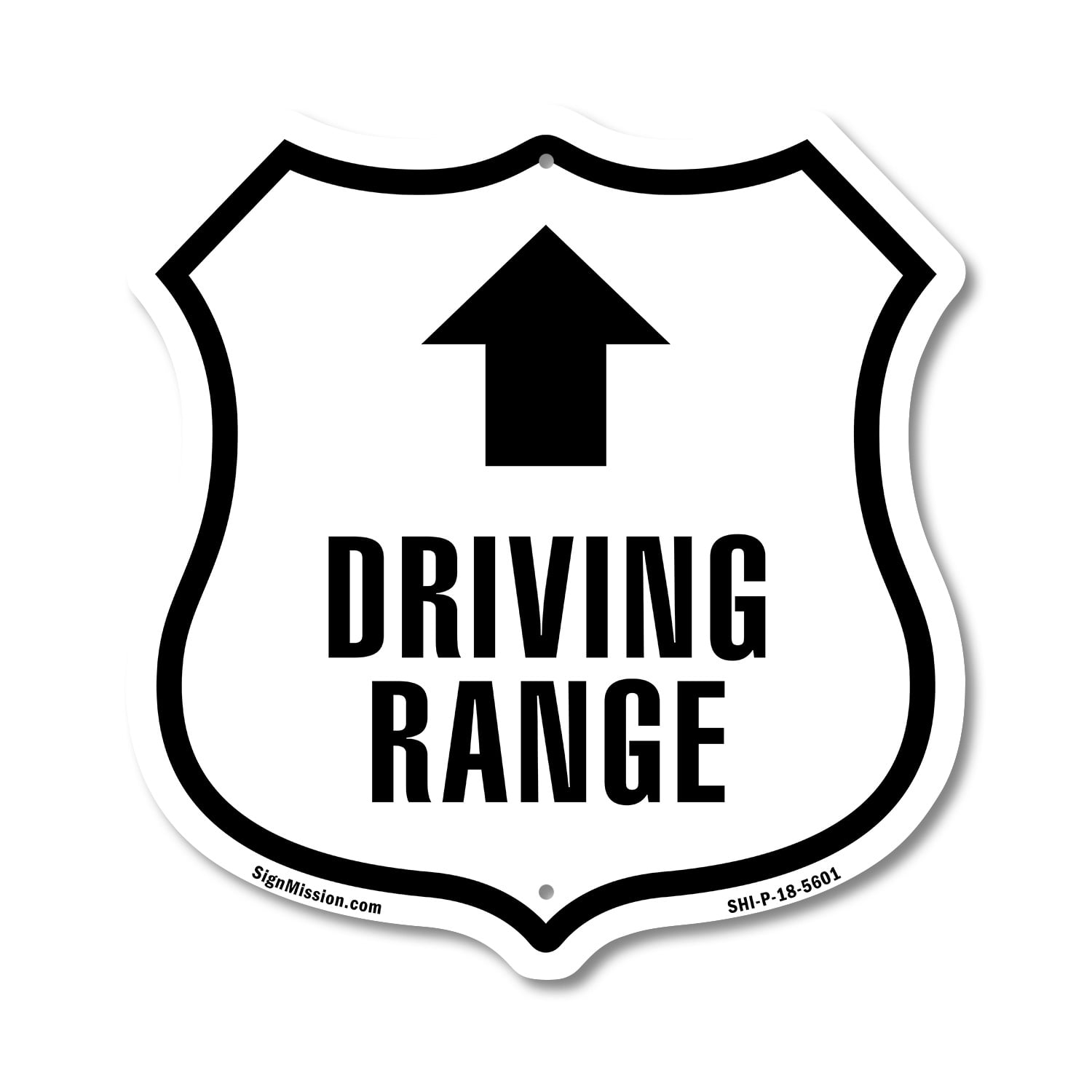 Shield Sign Driving's Driving Range Golf Course Up 6 inch X 6 inch Shield Shaped Commercial ...