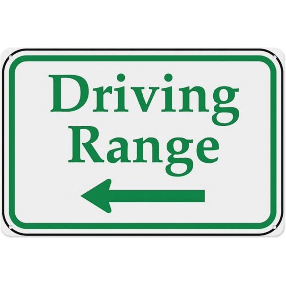 Driving Range (Left Arrow) Sign 8"x12", Aluminum Tin Warning Signs for Home Outdoor Garden, Weatherproof Directional Sign for Golf