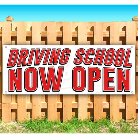 Driving School Now Open 13 oz Vinyl Banner With Metal Grommets