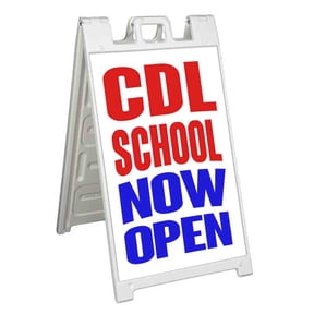 Driving School Now Open (24" X 36") Standard A-Frame Signicade, Includes Decal Applied To Stand