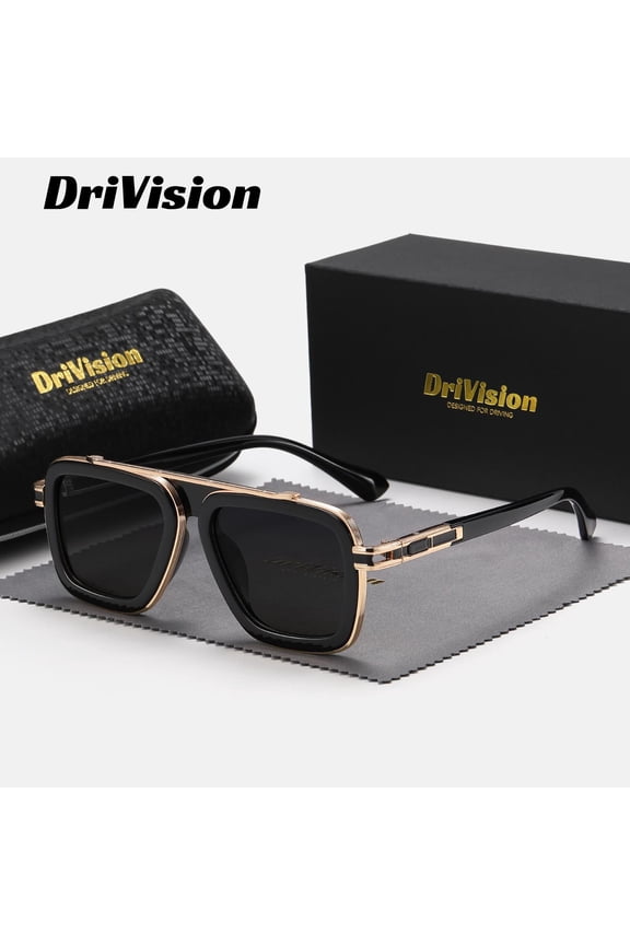 Drivision Unisex Retro Sunglasses Polarized Lenses for a Vintage-Chic Look Square Frame Sunglasses UV400