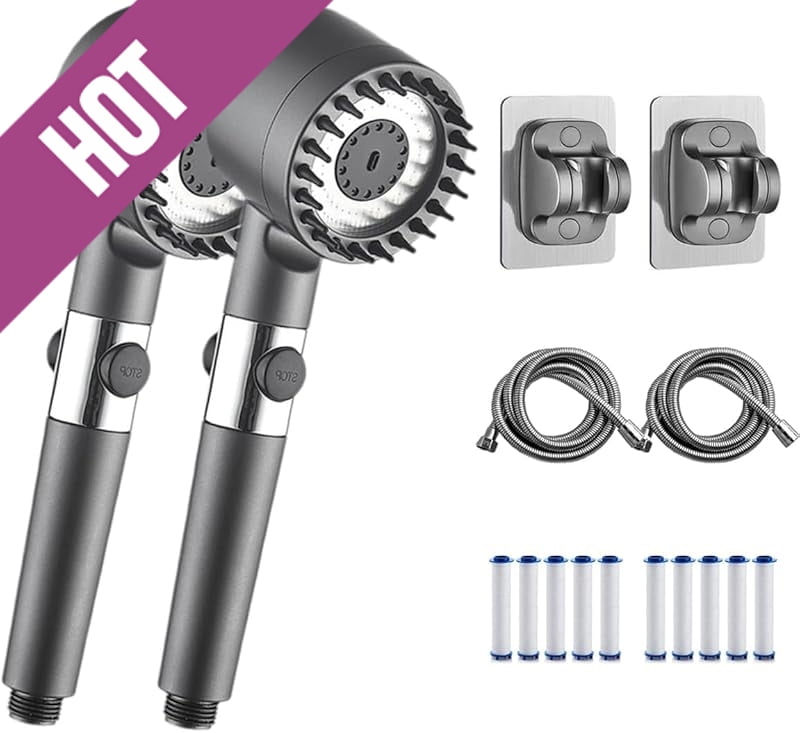Drivse Showerhead, Ion Drops Shower Head, DrivseTurbo with Built-in Filter Handheld Turbo Showerhead (1 Set) (2PCS)