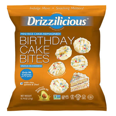 Drizzilicious Birthday Cake Mini Rice Cake Gluten Free Bites, 0.74 oz