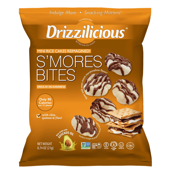 Drizzilicious S'mores Mini Rice Cake Gluten Free Bites, 0.74 oz