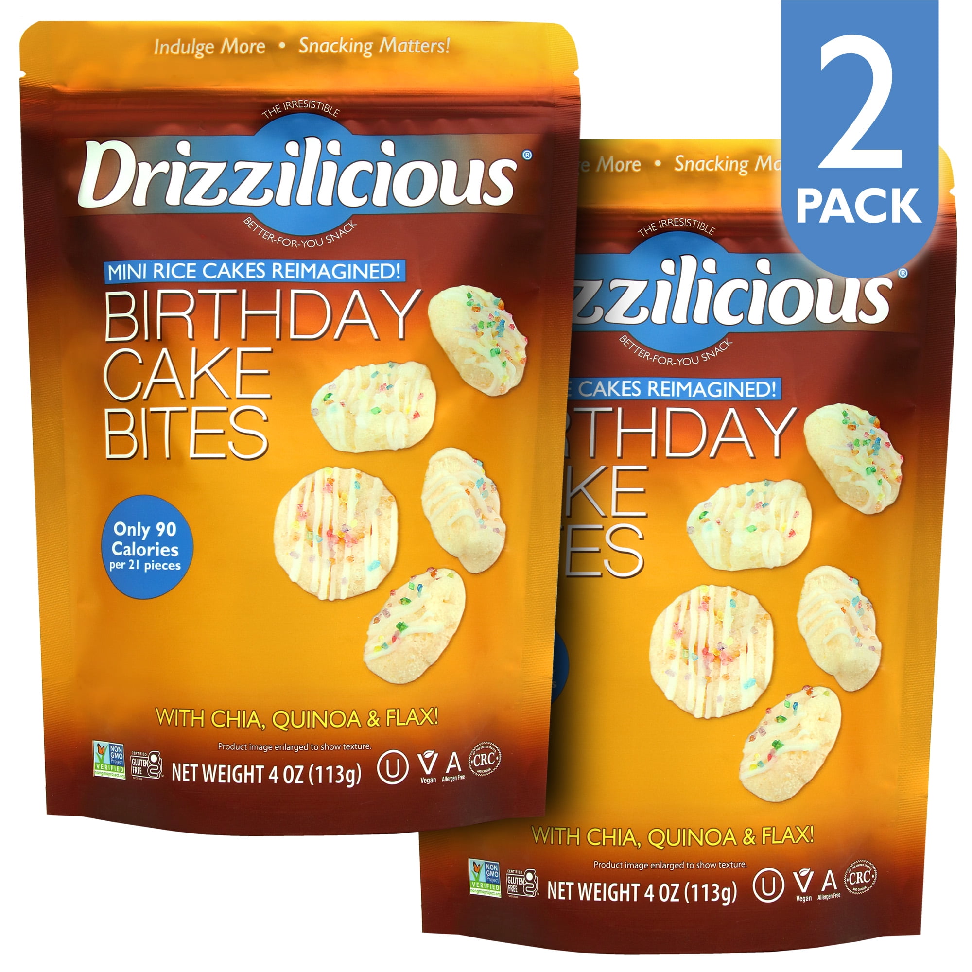 Drizzilicious Birthday Cake 4oz 2 Pack Bites Mini Snack Chocolatey Drizzilicious Birthday Cake 4oz 2 Pack Bites Mini Snack Chocolatey