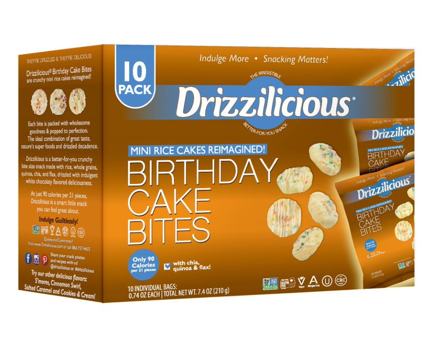 Drizzilicious Birthday Cake .74 Ounce 10 Pack Bites Mini Snack