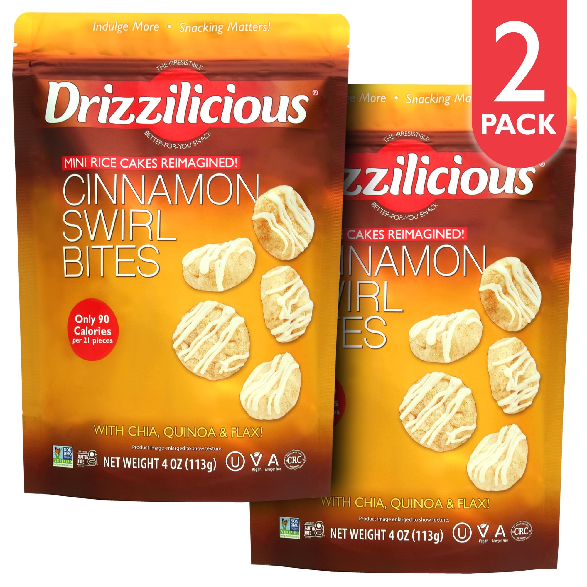 Drizzilicious Cinnamon Swirl 4 Ounce 2 Pack Bites Mini Snack