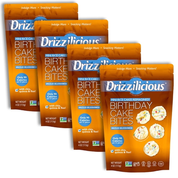 Mini Rice Birthday Cake Drizzilicious Mini Rice Cake Bites, Birthday Cake | 4 Bags - Walmart.com
