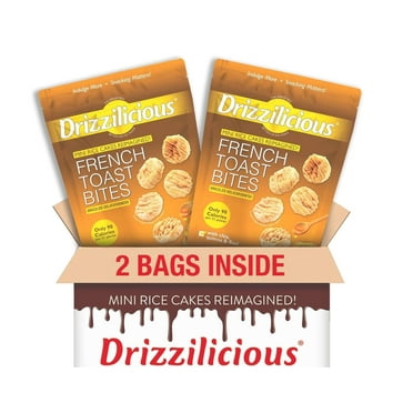 Drizzilicious Mini Rice Cakes French Toast- Rice Crisps, Healthy Snack for Adults & Kids, Flavored Rice Cakes, Vegan, Non-GMO, Gluten Free, Allergen Free, Kosher, 90 Calories per Serving (2 Pack)