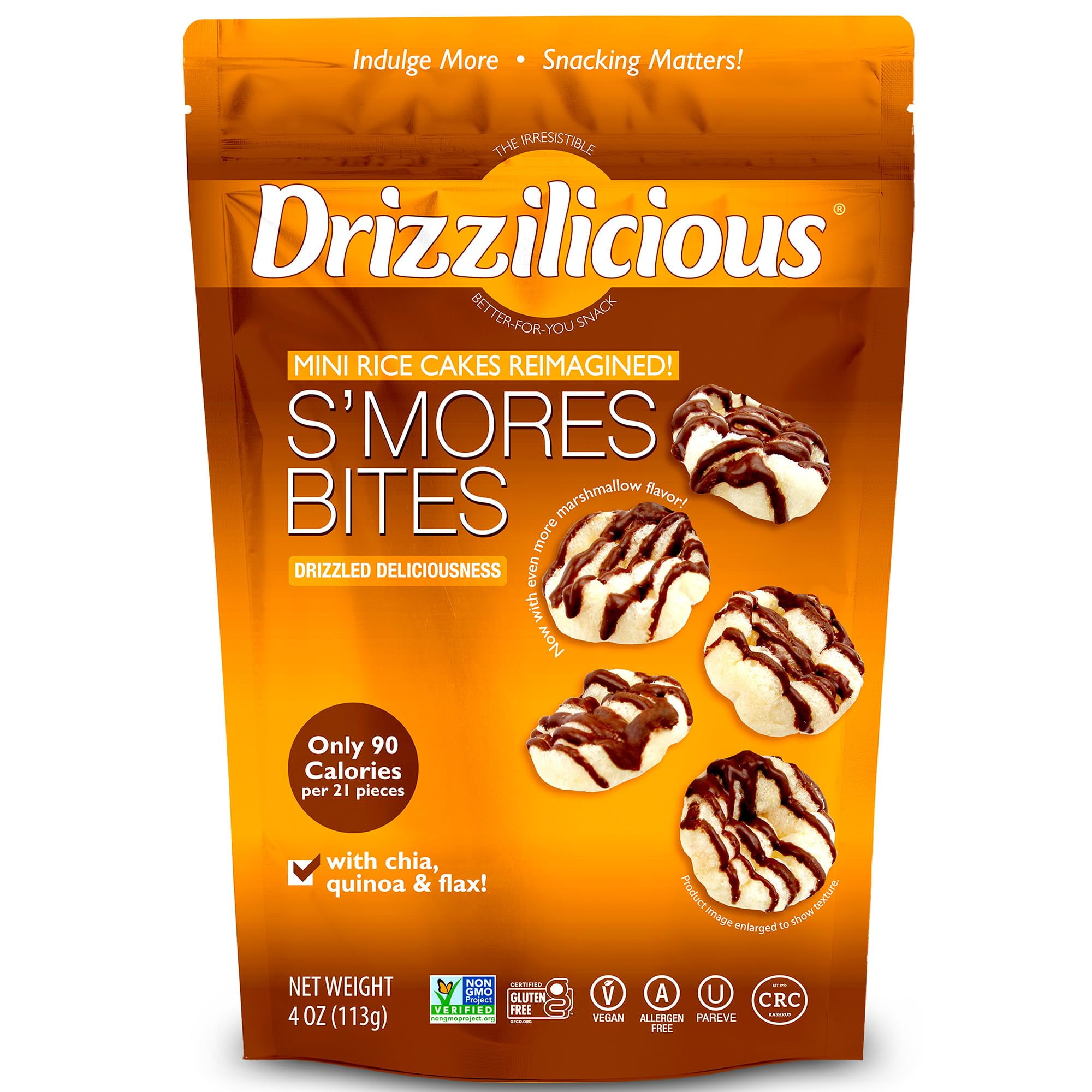 Drizzilicious Mini Rice Cakes MMF7 S'mores Rice Crisps, Healthy Snack