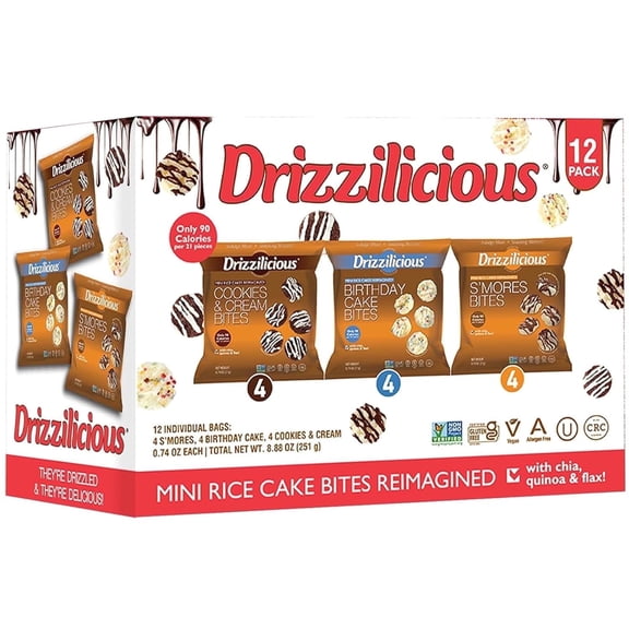 Drizzilicious Mini Rice Cakes Variety Pack, 12 Count, Assorted Flavors