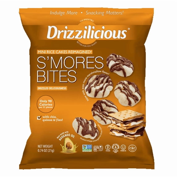 Drizzilicious S'mores Mini Rice Cake Gluten Free Bites, 0.74 oz