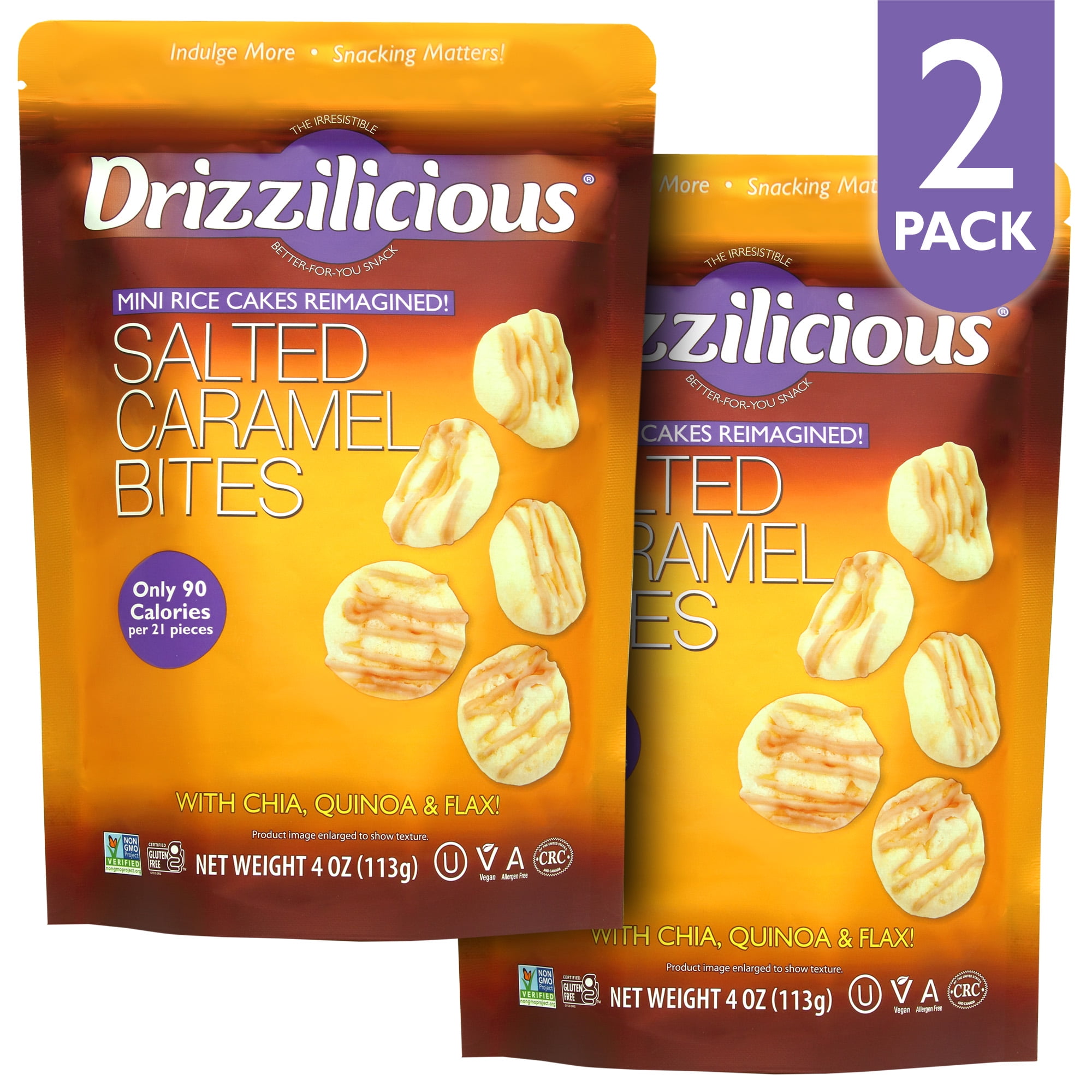 Drizzilicious Salted Caramel 4 Ounce 2 Pack Bites Mini Snack