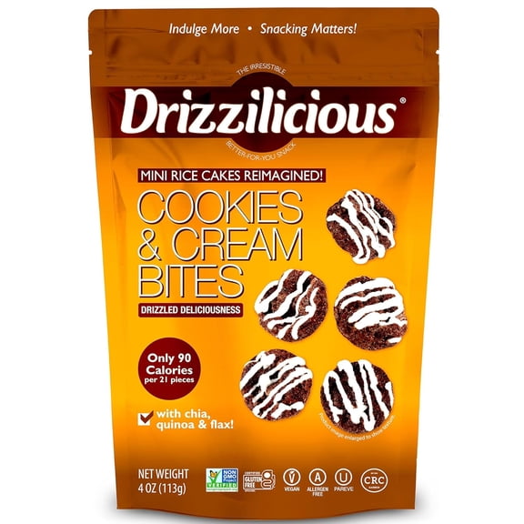 Drizzilicious Salted Caramel Mini Rice cakes with Chia, Quinoa & Flax Snacks 4 Ounces - Pack Of 4