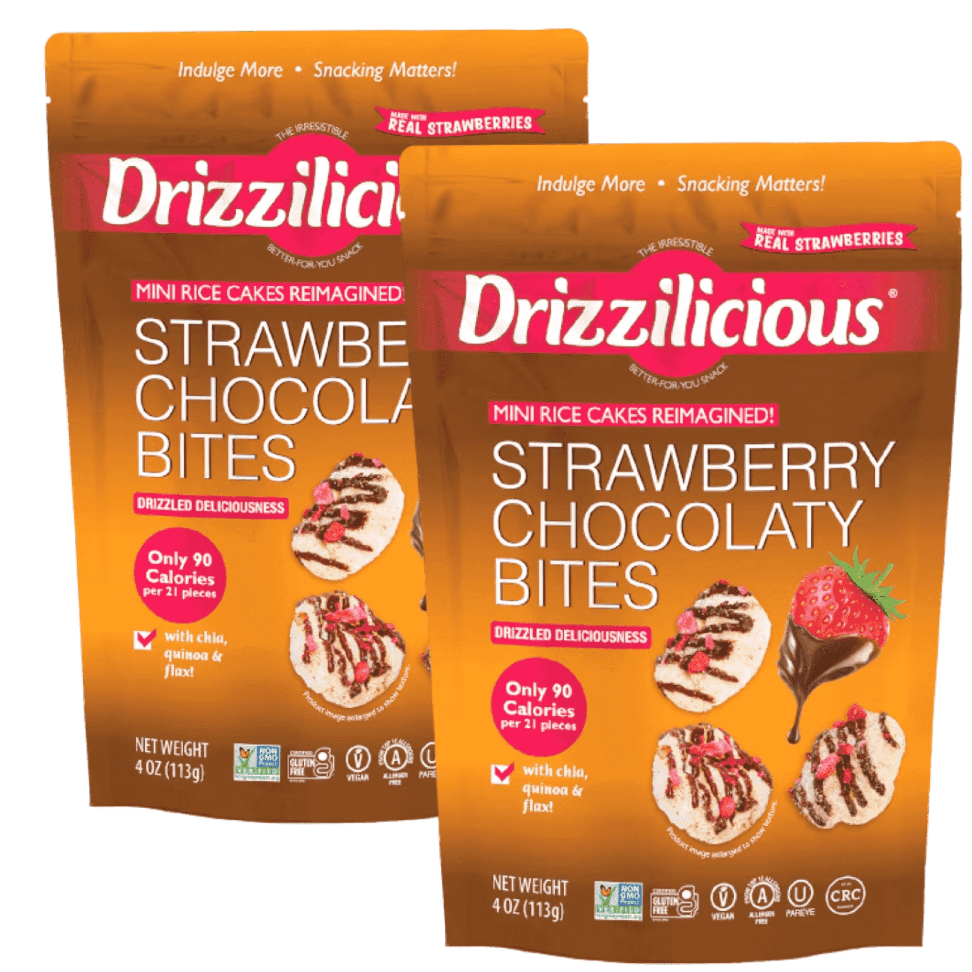 Drizzilicious Mini Rice Cakes, Strawberry Chocolaty Bites Gluten Free ...