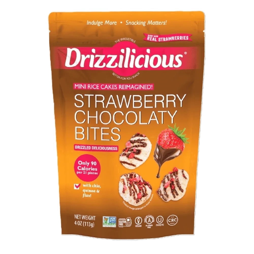 Drizzilicious Strawberry Chocolaty Bites, Mini Rice Cakes 4 oz