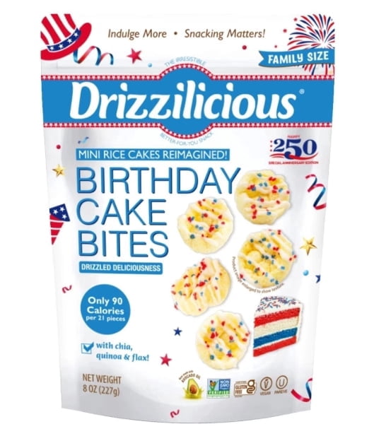 Drizzilicious USA 250th Anniversary Special Edition Birthday Cake Bites, 8 oz.