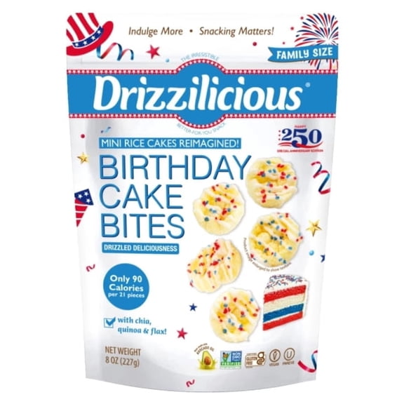 Drizzilicious USA 250th Anniversary Special Edition Birthday Cake Bites, 8 oz.