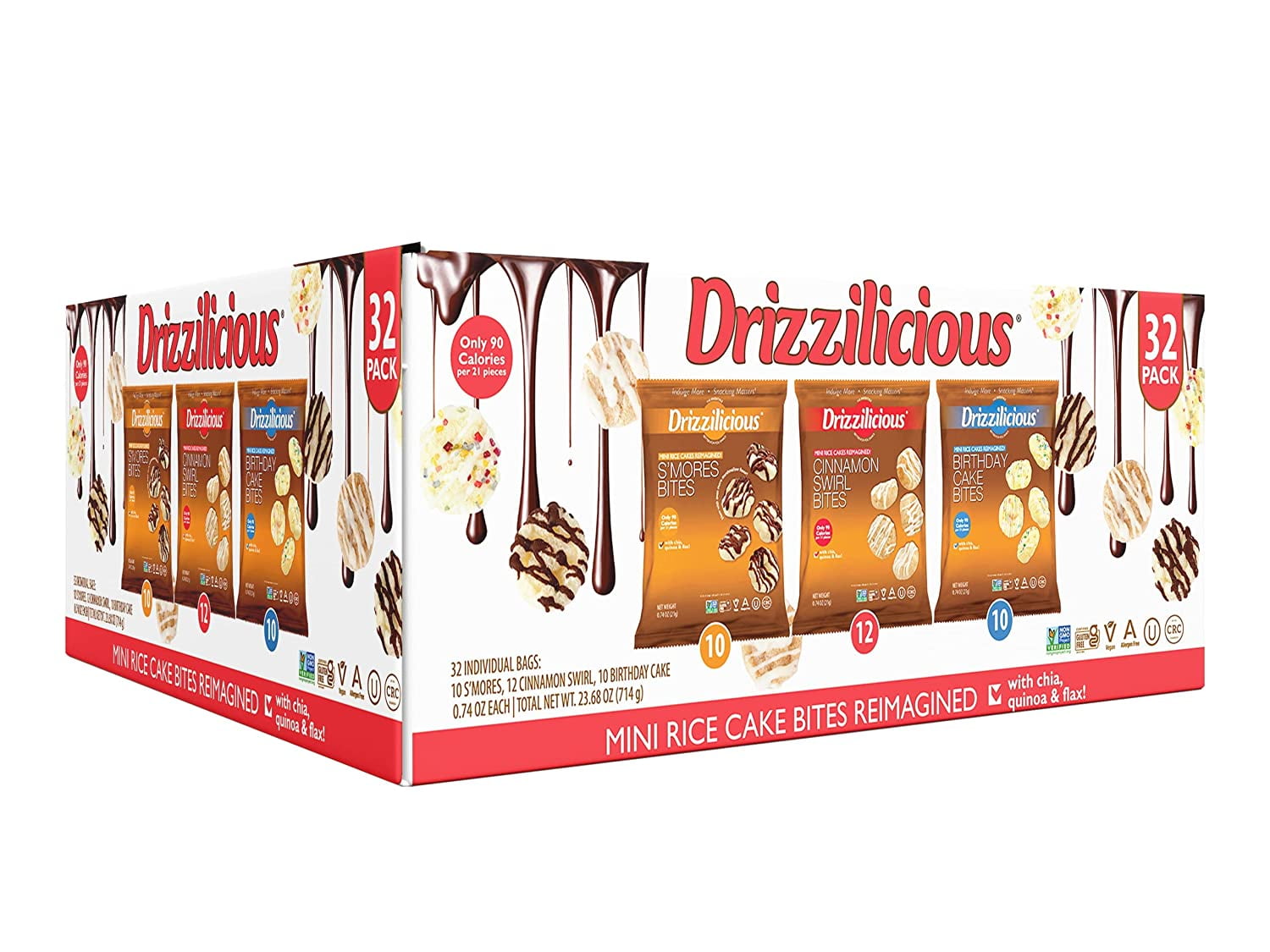 Drizzilicious Variety Pack .74oz 32 count S'mores, Cinnamon Swirl and