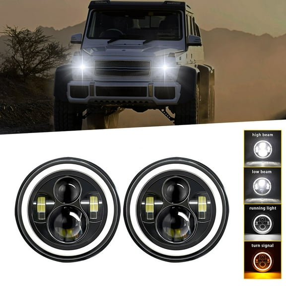 Drl 1Pcs 7 Inch Car Motorcycle LED Headlight With DRL/Turn /Low Beam/High Beam 7'' Round Headlight 6000K 140W IP67 Waterproof