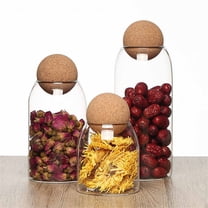 Drmagihm Glass Storage Jar with Ball Cork Lid, Airtight Borosilicate Canister for Coffee, Tea & Spices, Minimalist Food Container for Kitchen Decor