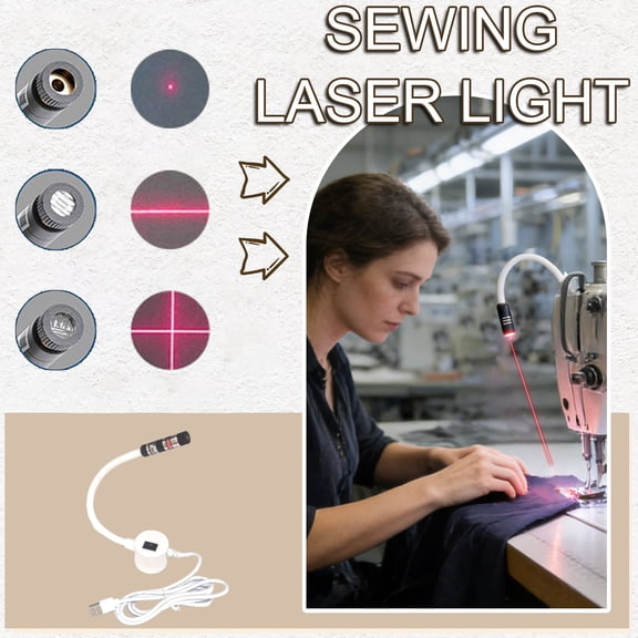 Drmagihm Magnetic Sewing Machine Laser Guide, USB Adjustable Quilting Light with Dot / Line / Crosshair Beam, No-Marking Straight Stitch Alignment Tool