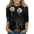 thumbnail image 1 of Drmagiyhm 3/4 Sleeve Shirt for Girls Size 10-12 Cute Crewneck Shirt Floral Print T-Shirts Casual Trendy Little Girl Halloween Christmas Tops Black 5-6 Years, 1 of 4