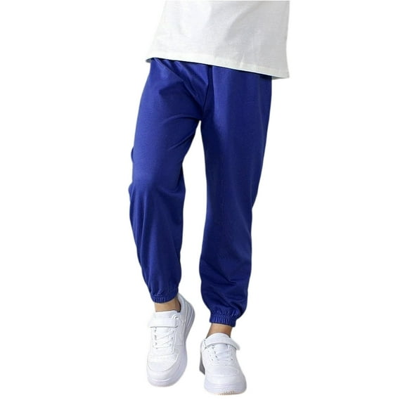Drmagiyhm Boys Baggy Sweatpants Casual Baggy Sweat Pants Lightweight Loose Fit Pants Elastic Waist Joggers Athletic Trousers with Pockets Royal Blue 5-6 Years