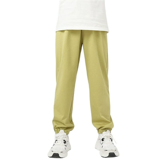 Drmagiyhm Boys Baggy Sweatpants Casual Lightweight Pants Loose Fit Baggy Sweat Pants Solid Color Open Bottom Athletic Joggers Fluorescent Green 9-10 Years