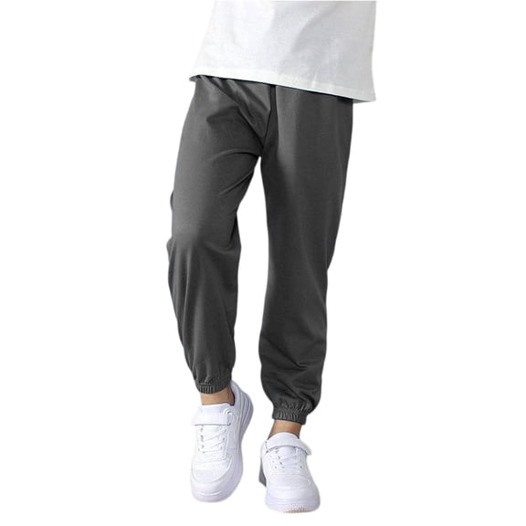 Drmagiyhm Boys Sweatpants Casual Baggy Sweat Pants Lightweight Loose Pants Elastic Waist Joggers Athletic Trousers with Pockets Dark Gray 9-10 Years