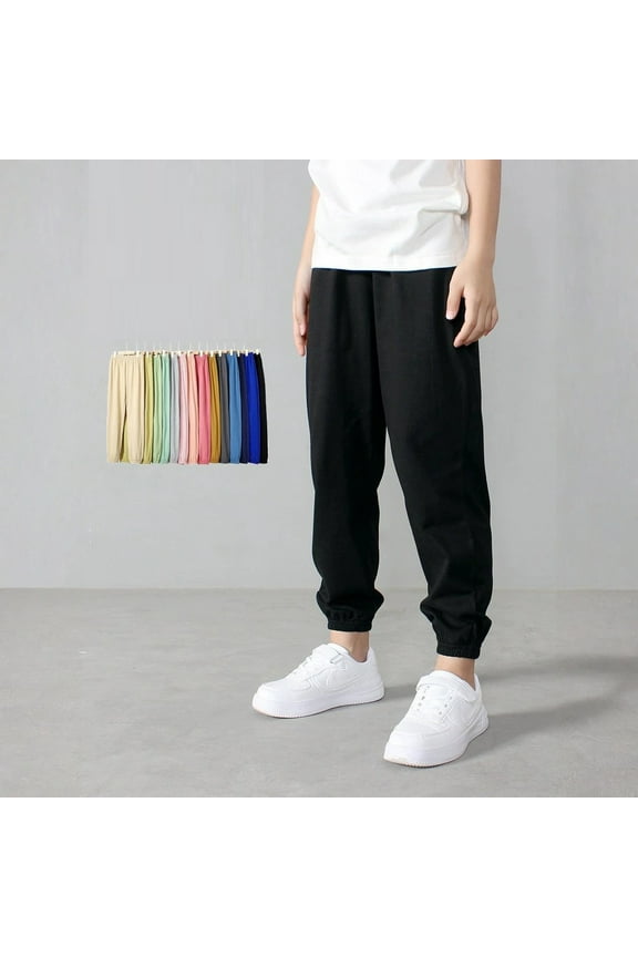 Boys Sweatpants Casual Lightweight Pants Loose Baggy Sweat Pants Solid Color Open Bottom Joggers Athletic Dark Blue 11-12 Years