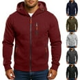 thumbnail image 1 of Drmagiyhm Fleece Jacket Men Hooded Sweat Jackets Warm Sweatshirt Coat Fleece Lined Thick Hoodie Thermal Winter Coats Wine 2XL, 1 of 5