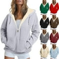 thumbnail image 1 of Drmagiyhm Fleece Jacket Women Hooded Sherpa Jackets Warm Jackets Fleece Lined Thick Hoodie Over Sized Winter Coats Gray M, 1 of 3