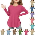 thumbnail image 1 of Drmagiyhm Girl's T-Shirts Size 10-12 Casual Crewneck Solid Color Shirts Loose Basic Long Sleeve Tshirt Girls Comfy Tees Light Purple 9-10 Years, 1 of 4