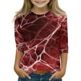 thumbnail image 1 of Drmagiyhm Girls 3/4 Sleeve Tops Size 10-12 Cute Crewneck Shirts Floral Print Tshirt Casual Fall Winter Girls Halloween Christmas Tees Red 12-14 Years, 1 of 4