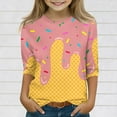 thumbnail image 1 of Drmagiyhm Girls 3/4 Sleeve Tops Size 10-12 Cute Crewneck Shirts Ice Cream Graphic T-Shirt Casual Loose Little Girl Beach Ice Cream Tops Light pink 4-5 Years, 1 of 5