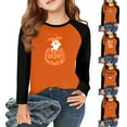 thumbnail image 1 of Drmagiyhm Girls Halloween Shirts Size 10-12 Cute Floral Print Tshirt Long Sleeve Mardi Gras Crewneck Shirt Little Girl Fall Blouses Tops, Tees & Blouses Orange 4-5 Years, 1 of 5