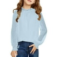 thumbnail image 1 of Drmagiyhm Girls Long Sleeve Shirts Size 10-12 Casual Crewneck Solid Color Shirts Stretchy Basic Fall T Shirt Little Girl Comfy Tops, Tees & Blouses Light Blue 7-8 Years, 1 of 2
