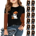 thumbnail image 1 of Drmagiyhm Girls Long Sleeve Tops Size 10-12 Casual Halloween Floral Print Shirts Trendy Cute Holidays Graphic T-Shirt Girl Crewneck Tops, Tees & Blouses 5-6 Years Orange, 1 of 5